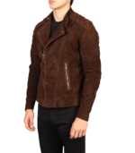 Faisor Mocha Suede Biker Jacket - Image 4