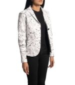 Women's White Leather Blazer ? Nora - Image 4
