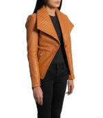 Lee Tan Brown Leather Blazer - Image 4