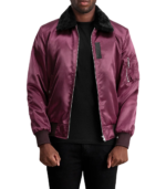 Clyde B-15 Maroon Bomber Jacket - Image 4