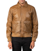 Coffmen Olive Brown A2 Leather Bomber Jacket - Image 4