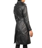 Alice Black Double Breasted Leather Coat - Image 4