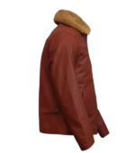 Mens Camel Brown Bomber Leather Jacket - Image 4
