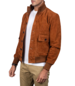 Men's Brown Suede Bomber Jacket – Birk - Image 4
