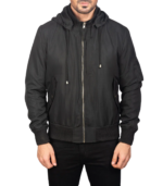 Men's Black Hooded MA-1 Bomber Jacket – Henrik - Image 4