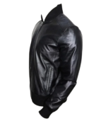 Mens Lambskin Black Bomber Jacket - Image 3