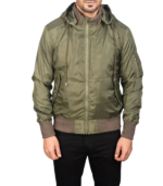 Men's Green Hooded MA-1 Bomber Jacket – Henrik - Image 4