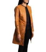 Women's Tan-Dyed Leather Coat – Aino - Image 4