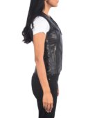 Vanda Black Leather Biker Vest - Image 4