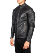 Fernando Quilted Black Leather Biker Jacket - Image 4