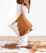 Brown and White Cowhide Pillow - Image 3