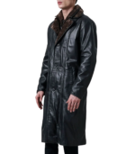 Cai Black Leather Shearling Coat - Image 4