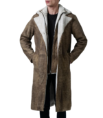 Cai Distressed Brown Leather Shearling Coat - Image 4