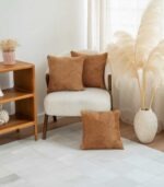 Solid Beige Cowhide Pillow - Image 4