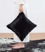 Solid Black Cowhide Pillow - Image 4