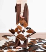 Tricolor Cowhide Patchwork Pillow - Four Panel Design - Image 4