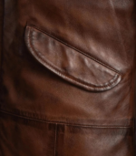 Delvin Distressed Brown Leather Parka - Image 4