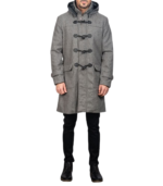 Drake Grey Wool Hooded Duffle Coat - Image 3