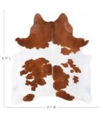 Brazilian Brown and White Cowhide Rug Size 6'11 L x 6'1 W 8355 - Image 4