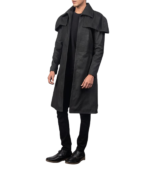 Classic Distressed Black Leather Duster - Image 4