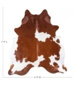 Brazilian Brown and White Cowhide Rug Size 7'9 L x 6'9 W 7696 - Image 4