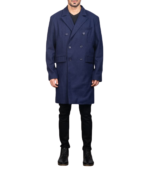 Claud Blue Wool Double Breasted Coat - Image 4