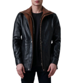 Connor Black Leather Coat - Image 4