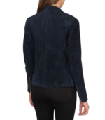 Kelsee Navy Blue Suede Biker Jacket - Image 4
