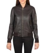 Ava Ma-1 Brown Leather Bomber Jacket - Image 4