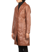 Alexis Brown Single Breasted Leather Coat - Image 4