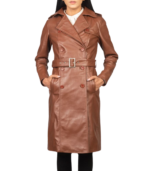 Alice Brown Double Breasted Leather Coat - Image 4