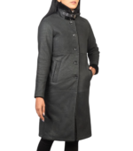 Alina Shearling Black Leather Coat - Image 4