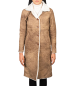 Alina Shearling Brown Leather Coat - Image 2