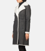 Amie Black Double Breasted Shearling Coat - Image 5