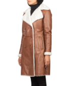 Amie Brown Double Breasted Shearling Coat - Image 4