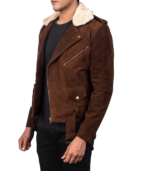 Furton Mocha Suede Biker Jacket - Image 4