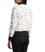 Women's White Leather Bomber Jacket – Maren - Image 4