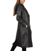 Fixon Hooded Black Trench Coat - Image 2