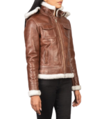 Fiona Brown Hooded Shearling Leather Jacket - Image 4