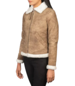 Sherilyn B-3 Distressed Brown Leather Bomber Jacket - Image 4