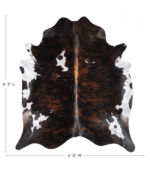 Brazilian Dark Tricolor Cowhide Rug Size 6'9 L x 6'0 W 9291 - Image 4