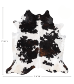 Dark Tricolor Cowhide Rug Size 7'10 L x 7'6 W 9273 - Image 4