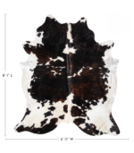 Dark Tricolor Cowhide Rug Size 8'1 L x 6'11 W 9337 - Image 4
