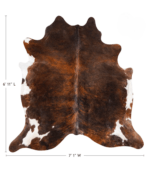 Tricolor Brindle Mix Cowhide Rug Size 6'11 L x 6'10 W 9275 - Image 4