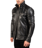 Men's Black Leather Biker Jacket – Sigurd - Image 4