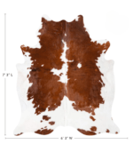 Tricolor Cowhide Rug Size 7'3 L x 6'3 W 9362 - Image 4