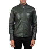 Ionic Green Leather Biker Jacket - Image 4