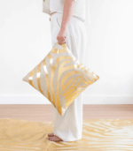 Zebra Gold Cowhide Pillow - Image 3