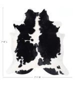 Black and White Cowhide Rug Size 7'8 L x 7'1 W 9313 - Image 4