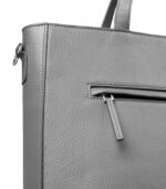 The Poet Grey Leather Tote Bag - Image 4